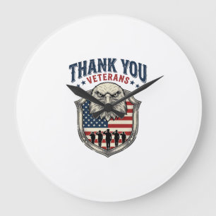 Dank U Veteranen Patriottische Adelaar Schild Shir Grote Klok