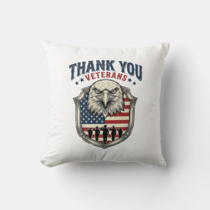 Dank U Veteranen Patriottische Adelaar Schild Shir Kussen