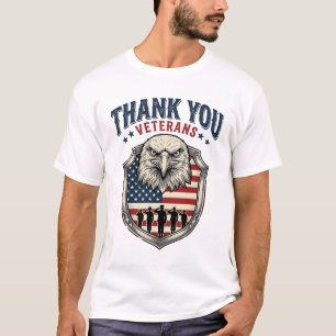 Dank U Veteranen Patriottische Adelaar Schild Shir T-shirt