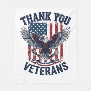 Dank U Veteranen Patriottische Adelaar Vintage Fleece Deken