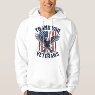 Dank U Veteranen Patriottische Adelaar Vintage Hoodie
