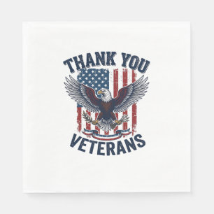 Dank U Veteranen Patriottische Adelaar Vintage Servet