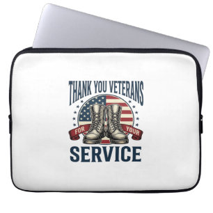 Dank U Veteranen Patriottische Laarzen Vintage Des Laptop Sleeve