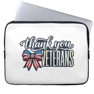 Dank U Veteranen Patriottische Lint Vintage T-shir Laptop Sleeve
