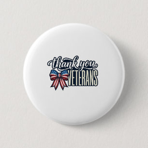 Dank U Veteranen Patriottische Lint Vintage T-shir Ronde Button 5,7 Cm