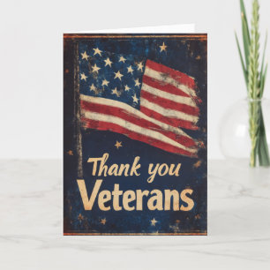 Dank u veteranen retro vlag feestdagen kaart