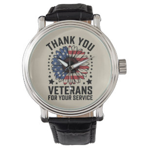 Dank U Veteranen Sunflower Militaire Veteranen Dag Horloge