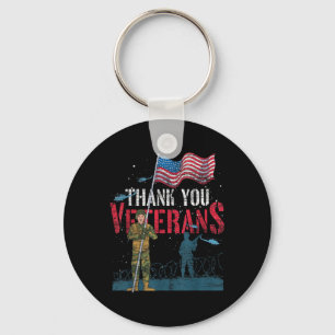 Dank u veteranen US Flag Patriotic Soldier Memoria Sleutelhanger