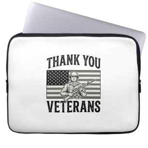 Dank U Veteranen Vintage Vlag Soldaat T-shirt Desi Laptop Sleeve