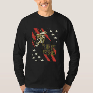 Dank u Veterans Day Amerikaanse vlag militaire han T-shirt