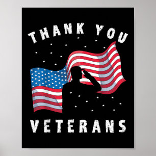 Dank u Veterans Soldier US Flag America Memoria Poster