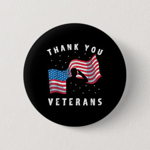Dank u Veterans Soldier US Flag America Memoria Ronde Button 5,7 Cm