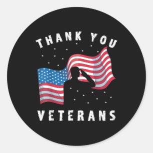 Dank u Veterans Soldier US Flag America Memoria Ronde Sticker