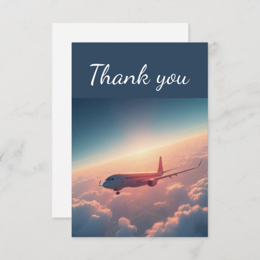 Dank u vliegwolken pilootvliegtuig bedankkaart (Voorkant / Achterkant)
