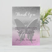 Dank u vlinder roze Paarse Baby shower Bedankkaart (Staand voorkant)