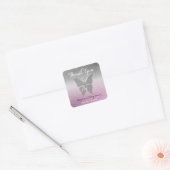 Dank u vlinder sparkle roze Baby shower Vierkante Sticker (Envelop)