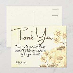 Dank U Voor Aankoop Geel bloemschilderwerk met wat Briefkaart