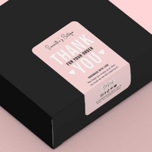 Dank U Voor Aankoop Roze Trendy Logo Verzending Etiket