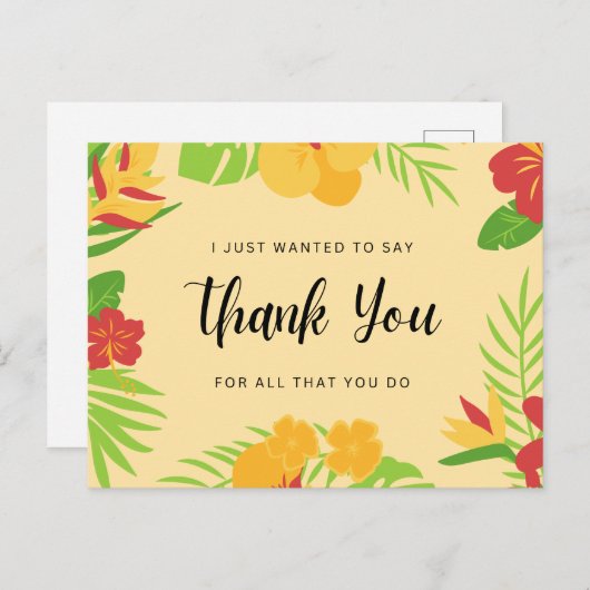 Dank u voor alles wat u doet briefkaart (Voorkant / Achterkant)