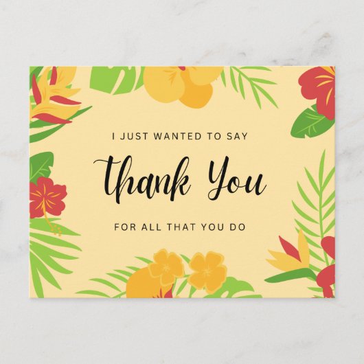 Dank u voor alles wat u doet briefkaart (Voorkant)