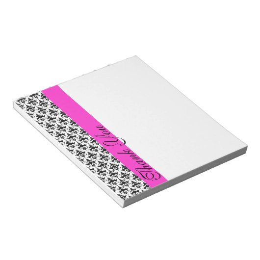 Dank u voor Black en Pink Damask Notitieblok (Schuin)