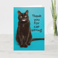 Dank u voor Cat Black Cat met menselijke tanden Hu