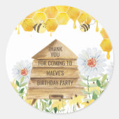 Dank u voor Coming Bee Theme Verjaardagsfeest Ronde Sticker (Voorkant)