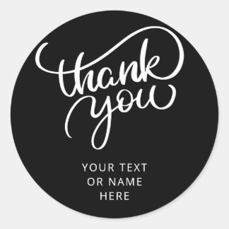 Dank u voor de minimalistische typografie zwart-wi ronde sticker