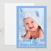 Dank u voor de nieuwe baby Blue Bedankkaart (Voorkant / Achterkant)