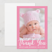 Dank u voor de nieuwe babyroze bedankkaart (Voorkant / Achterkant)