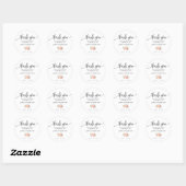 Dank u voor de roze floral boho chic bruiloft ronde sticker (Vel)