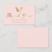 dank u voor de vlinder met roze visitekaartje (Voorkant / Achterkant)