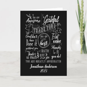 Dank u voor de waardebepaling van het kalkbord bedankkaart