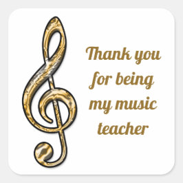 Dank u voor de waardering van muziekdocent Clef-sy Vierkante Sticker