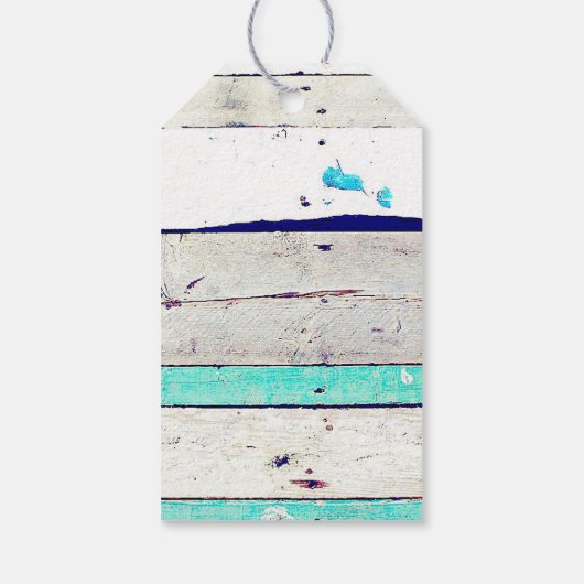 Dank u voor het Label Turquoise Rustic Wood Cadeaulabel (Achterkant)