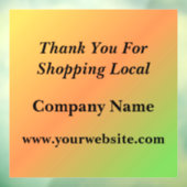 Dank U Voor Het Lokaal Winkelen Gradiënt Raamsticker (Vel 3)