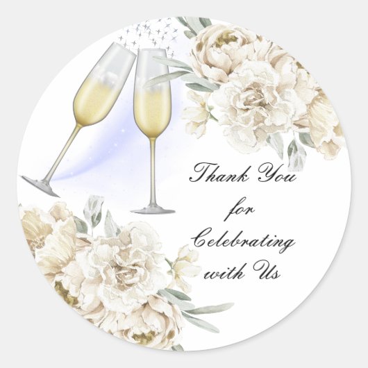 Dank u voor het vieren met ons ronde sticker (Voorkant)