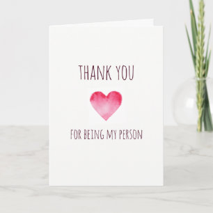 Dank u voor het zijn mijn persoon Valentijns Bedankkaart