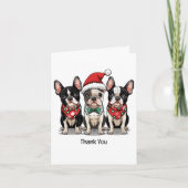 Dank u voor Kerstmis Boston Terrier honden Bedankkaart (Voorkant)
