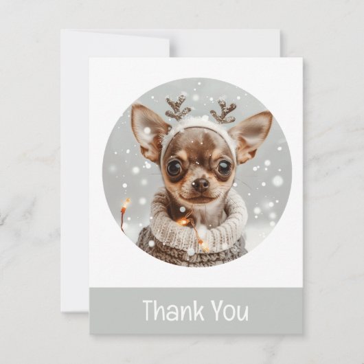 Dank u voor Kerstmis Chihuahua Rendier Dog Bedankkaart (Voorkant)