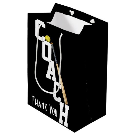Dank u voor Softball Coach Medium Cadeauzakje (Voorkant Gekanteld)