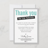 DANK U VOOR UW AANKOOP klant insert mint Bedankkaart (Voorkant)
