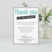 DANK U VOOR UW AANKOOP klant insert mint Bedankkaart (Staand voorkant)