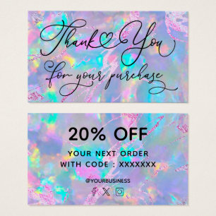 dank u voor uw aankoop - optische structuur visitekaartje