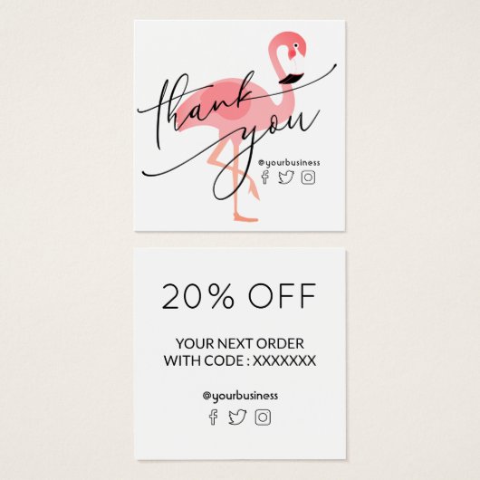 dank u voor uw aankoop roze flamingo vierkante visitekaartjes (Voorkant /achterkant)