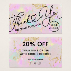 dank u voor uw aankoop roze opal visitekaartje