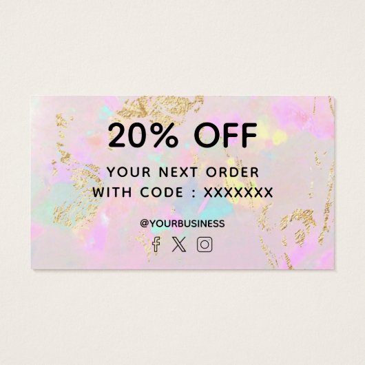 dank u voor uw aankoop roze opal visitekaartje (Achterkant)