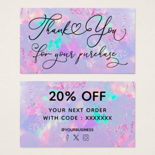 dank u voor uw aankoop van paars opal visitekaartje