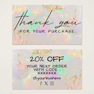 dank u voor uw aankoop wit opal visitekaartje