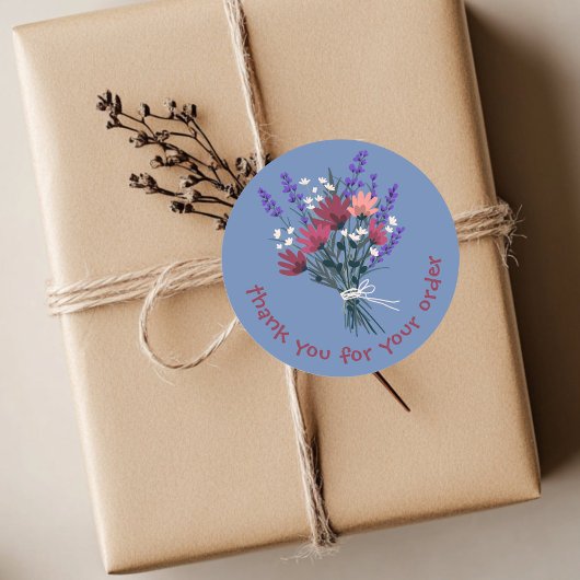 "Dank u voor uw bestelling" Bloemboeket Custom Ronde Sticker